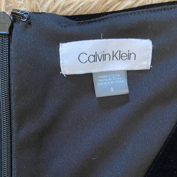 Calvin Klein VELVET Scuba‎ Midi Dress Black Plunge V-Neck Sheath Sleeveless 6 - Picture 13 of 14